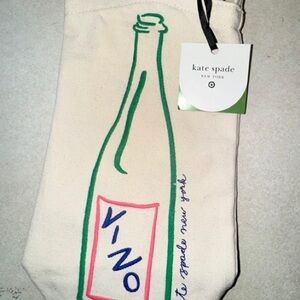 Kate Spade x Target Cream Wine Tote with Green and Pink Design